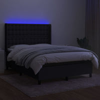 Letto a Molle con Materasso e LED Nero 140x190 cm in Tessuto 3138631