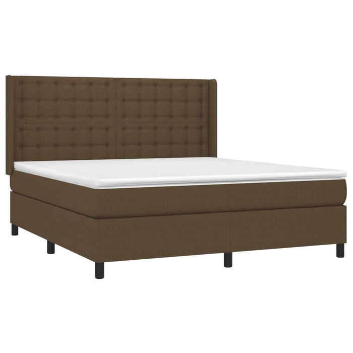 Letto a Molle Materasso e LED Marrone Scuro 160x200 cm Tessuto 3138648