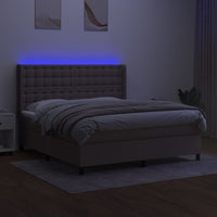 Letto a Molle con Materasso e LED Tortora 160x200 cm in Tessuto cod mxl 52219