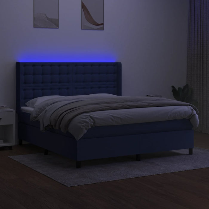 Letto a Molle con Materasso e LED Blu 180x200 cm in Tessutocod mxl 123279