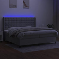 Letto a Molle Materasso e LED Grigio Chiaro 200x200 cm Tessuto 3138661
