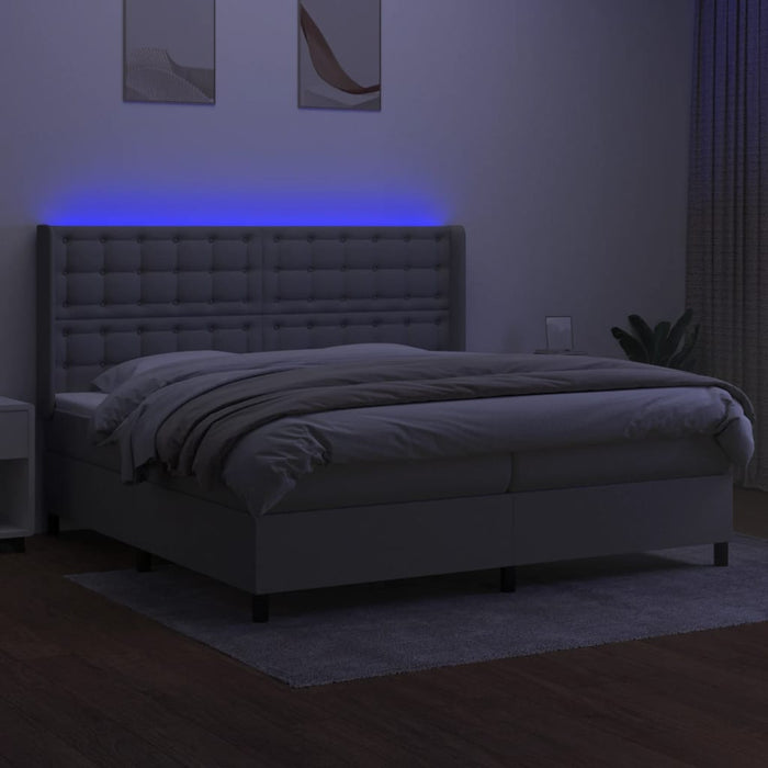Letto a Molle Materasso e LED Grigio Chiaro 200x200 cm Tessuto 3138661