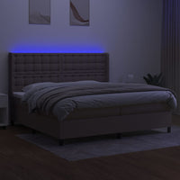 Letto a Molle Materasso e LED tortora 200x200cm in Tessuto cod mxl 58349
