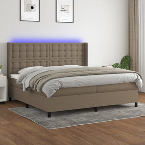 Letto a Molle Materasso e LED tortora 200x200cm in Tessuto cod mxl 58349