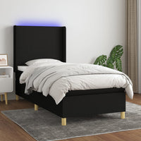 Letto a Molle con Materasso e LED-Struttura Letto con Materasso Nero 80x200 cm in Tessuto 424645