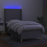 Letto a Molle Materasso e LED Grigio Chiaro 90x190 cm Tessuto 3138677