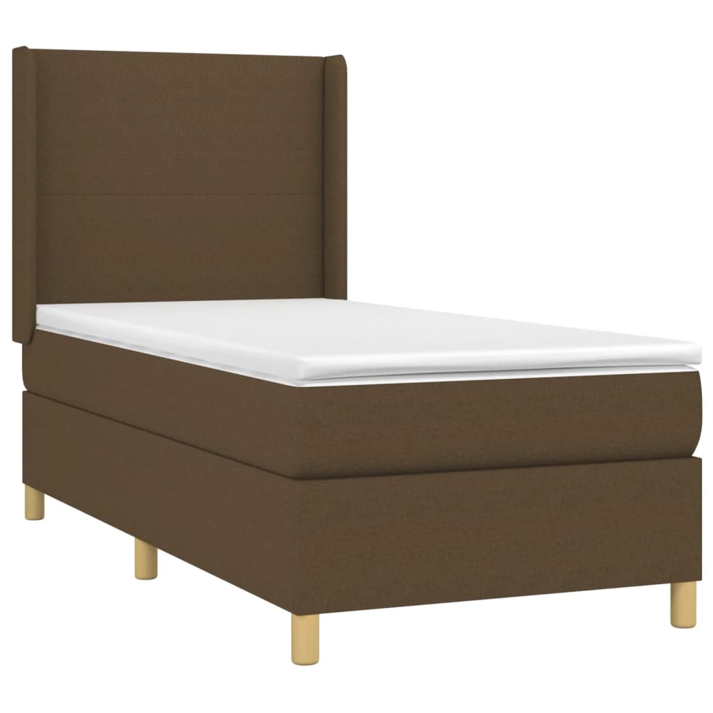 Letto a Molle Materasso e LED Marrone Scuro 90x190cm in Tessuto cod mxl 64979