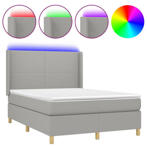 Letto a Molle Materasso e LED Grigio Chiaro 140x190 cm Tessuto 3138709