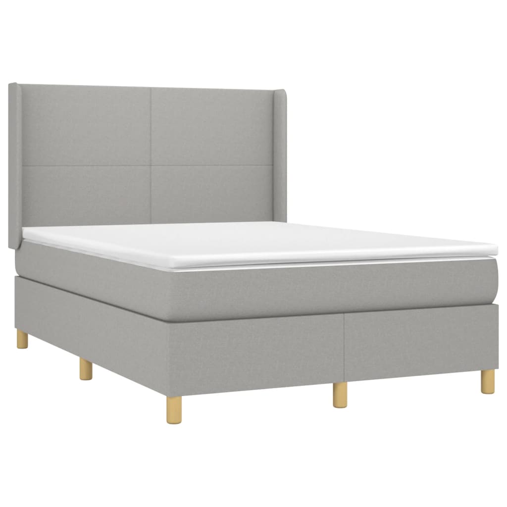 Letto a Molle Materasso e LED Grigio Chiaro 140x190 cm Tessuto 3138709
