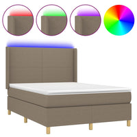 Letto a Molle con Materasso e LED Tortora 140x190 cm in Tessutocod mxl 75361