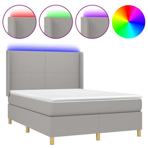 Letto a Molle Materasso e LED Grigio Chiaro 140x200 cm Tessutocod mxl 123286