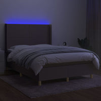 Letto a Molle con Materasso e LED Tortora 140x200 cm in Tessuto 3138721