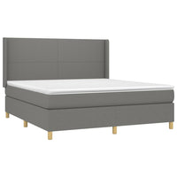 Letto a Molle Materasso e LED Grigio Scuro 160x200cm in Tessuto 3138726