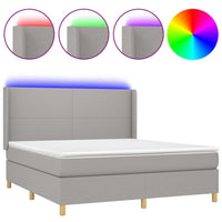 Letto a Molle Materasso e LED Grigio Chiaro 180x200 cm Tessuto 3138733