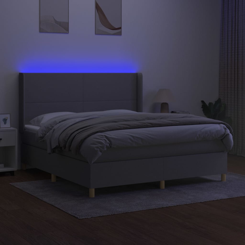 Letto a Molle Materasso e LED Grigio Chiaro 180x200 cm Tessuto 3138733