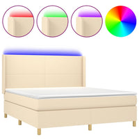 Letto a Molle con Materasso e LED Crema 180x200 cm in Tessutocod mxl 99349