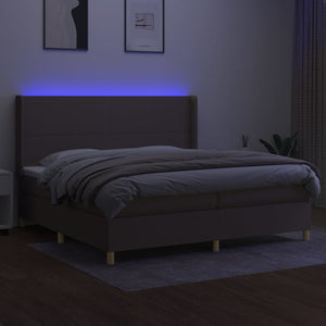 Letto a Molle Materasso e LED tortora 200x200cm in Tessuto 3138745