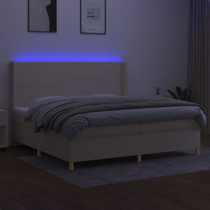 Letto a Molle Materasso e LED bianco 200x200cm in Tessuto 3138746