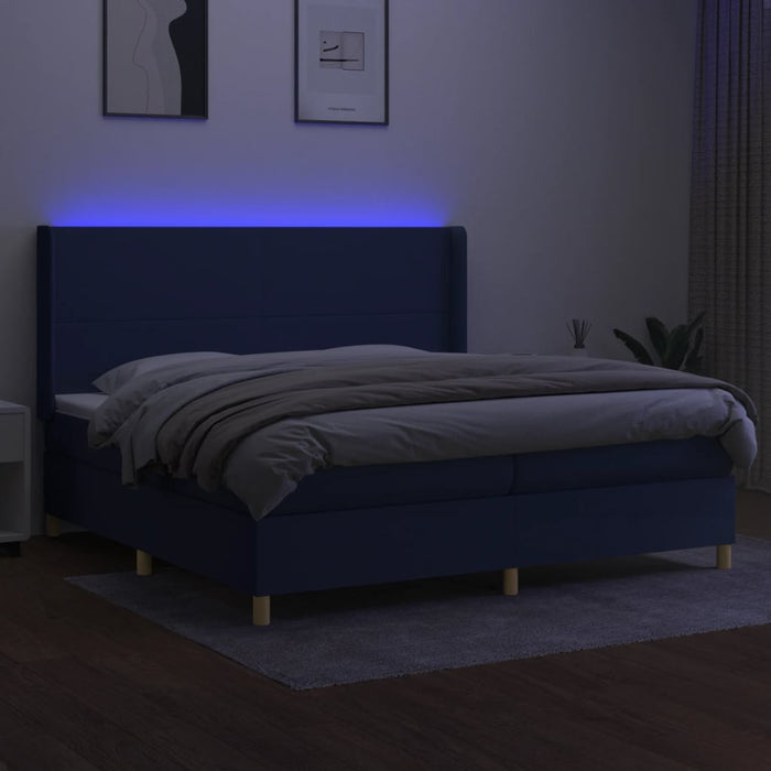 Letto a Molle Materasso e LED Blu 200x200cm in Tessuto cod mxl 59026