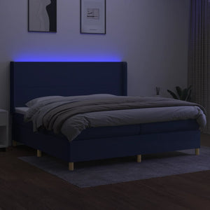 Letto a Molle Materasso e LED Blu 200x200cm in Tessuto 3138747