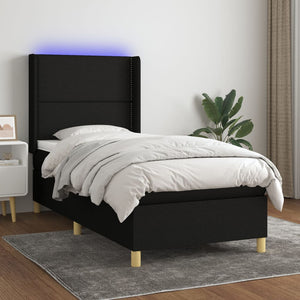 Letto a Molle con Materasso e LED-Struttura Letto con Materasso Nero 80x200 cm in Tessuto 940841