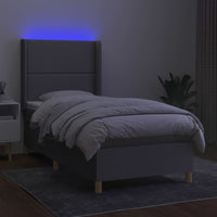 Letto a Molle Materasso e LED Grigio Chiaro 100x200 cm Tessutocod mxl 99354