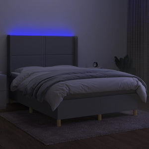 Letto a Molle Materasso e LED Grigio Chiaro 140x190 cm Tessuto 3138789