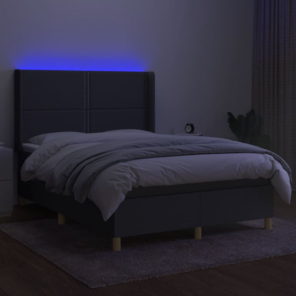 Letto a Molle Materasso e LED Grigio Scuro 140x200cm in Tessutocod mxl 75364