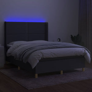 Letto a Molle Materasso e LED Grigio Scuro 140x200cm in Tessutocod mxl 75364