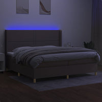 Letto a Molle Materasso e LED tortora 200x200cm in Tessuto 3138825