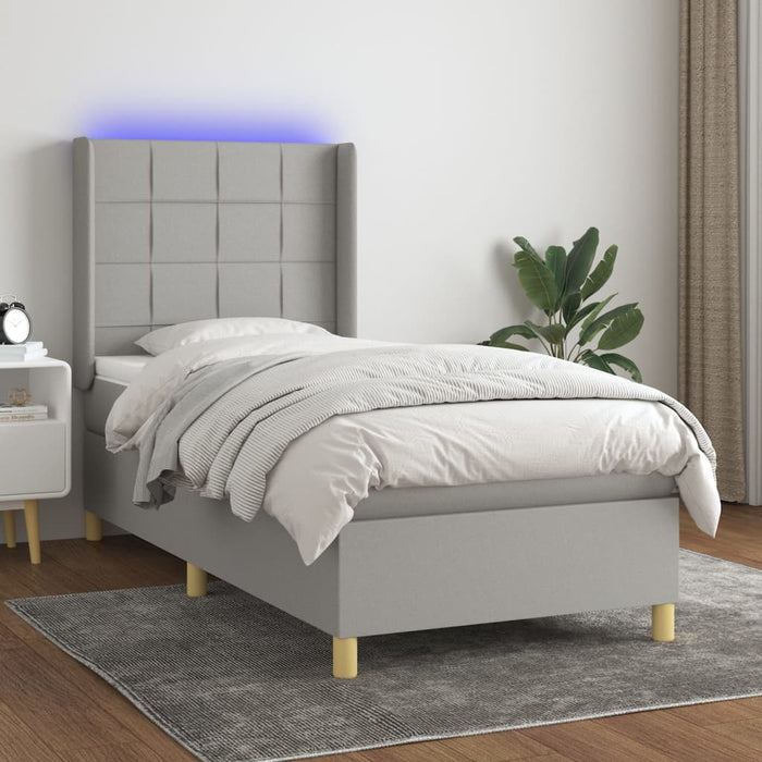 Letto a Molle Materasso e LED Grigio Chiaro 80x200 cm Tessuto 3138829