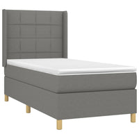 Letto a Molle Materasso e LED Grigio Scuro 90x200 cm in Tessuto 3138846