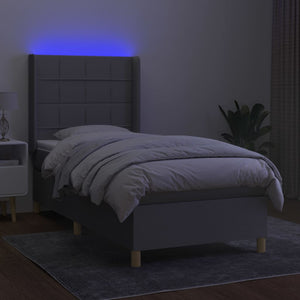 Letto a Molle Materasso e LED Grigio Chiaro 100x200 cm Tessuto 3138853