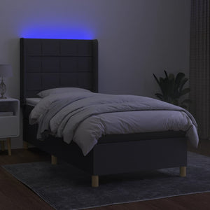 Letto a Molle Materasso e LED Grigio Scuro 100x200cm in Tessuto 3138854