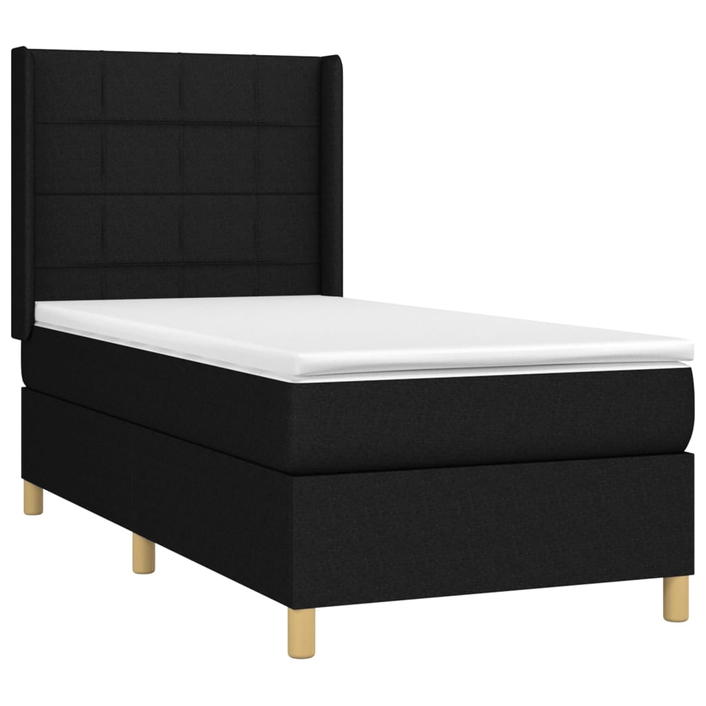 Letto a Molle con Materasso e LED Nero 100x200 cm in Tessuto 3138855