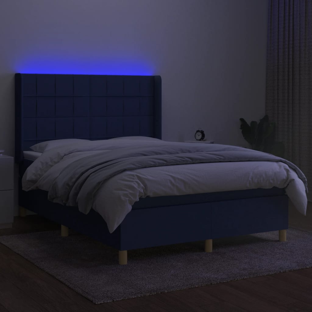 Letto a Molle con Materasso e LED Blu 140x200 cm in Tessutocod mxl 75377