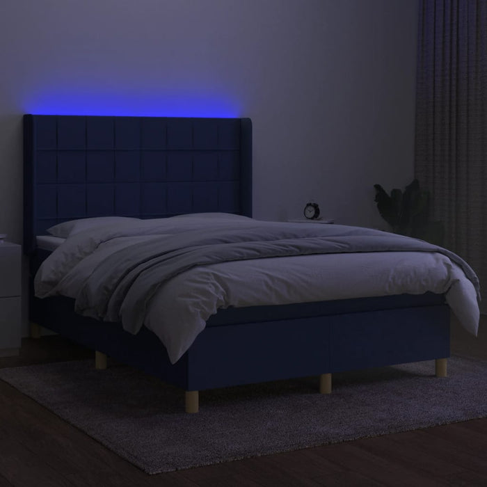 Letto a Molle con Materasso e LED Blu 140x200 cm in Tessutocod mxl 75377
