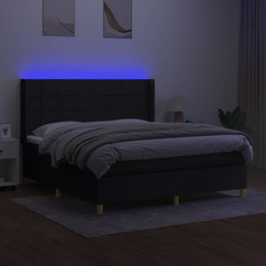 Letto a Molle con Materasso e LED Nero 160x200 cm in Tessuto 3138887