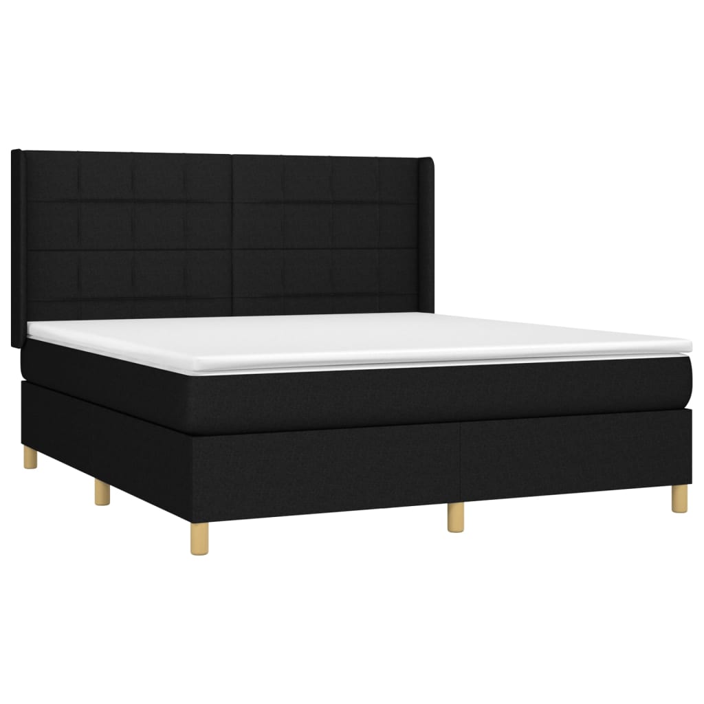 Letto a Molle con Materasso e LED Nero 160x200 cm in Tessuto 3138887