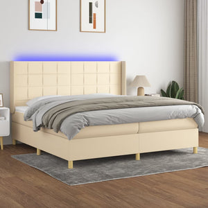 Letto a Molle Materasso e LED bianco 200x200cm in Tessuto cod mxl 63094