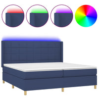 Letto a Molle Materasso e LED Blu 200x200cm in Tessuto 3138907
