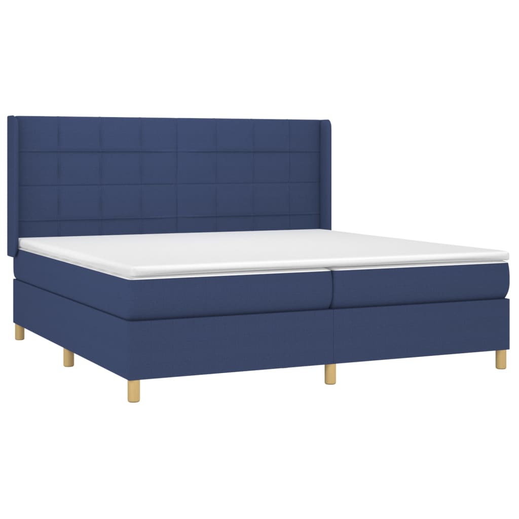 Letto a Molle Materasso e LED Blu 200x200cm in Tessuto 3138907