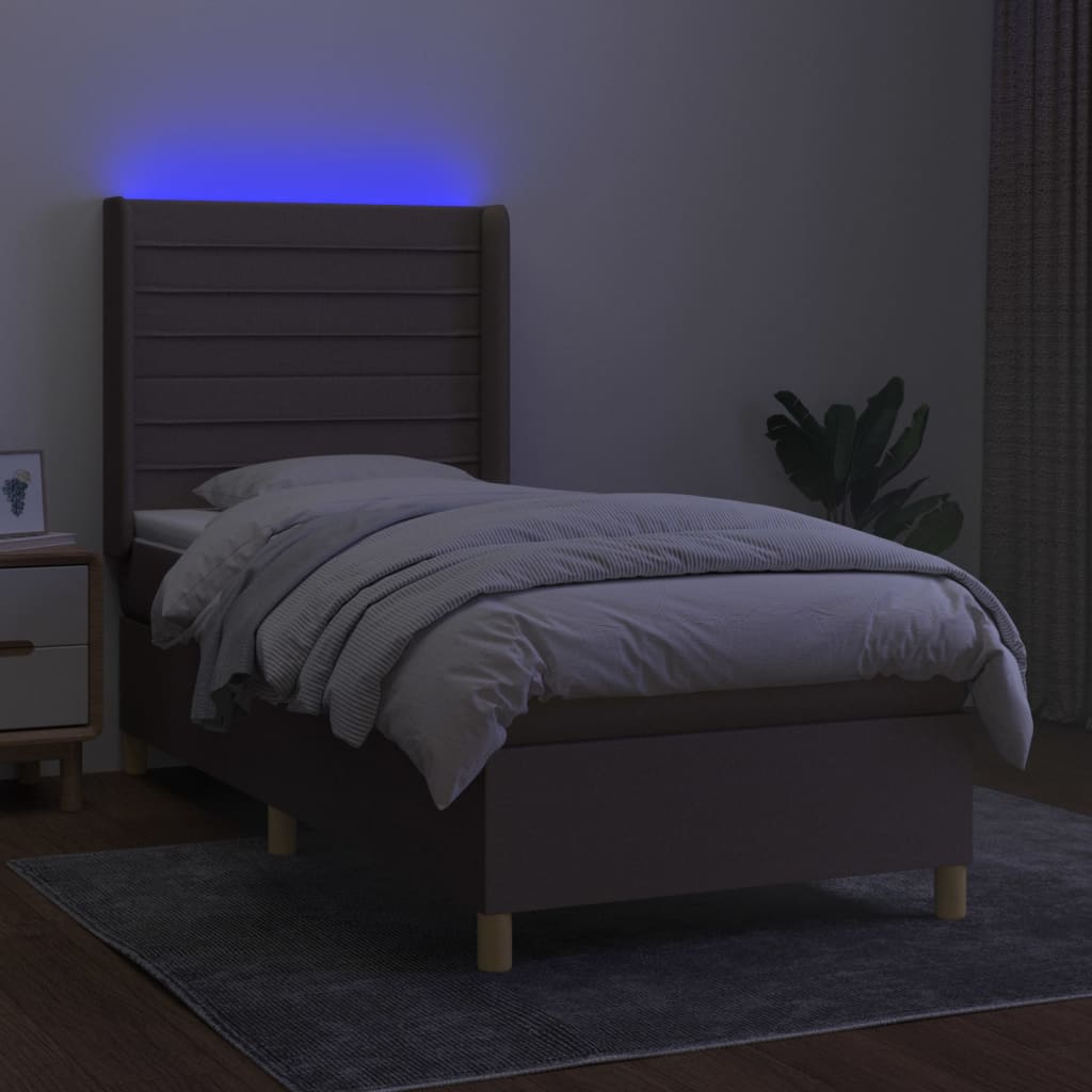 Letto a Molle con Materasso e LED Tortora 80x200 cm in Tessuto cod mxl 60080