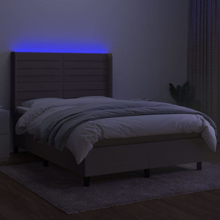 Letto a Molle con Materasso e LED Tortora 140x190 cm in Tessutocod mxl 99368