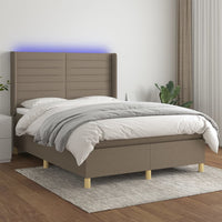 Letto a Molle con Materasso e LED Tortora 140x190 cm in Tessuto 3138953