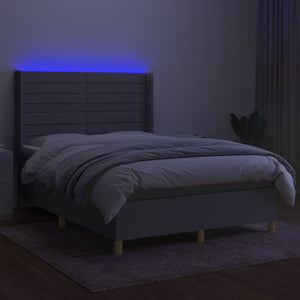 Letto a Molle Materasso e LED Grigio Chiaro 140x200 cm Tessuto 3138957