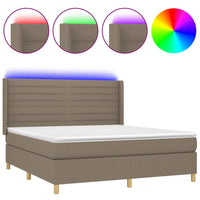 Letto a Molle con Materasso e LED Tortora 160x200 cm in Tessuto 3138969