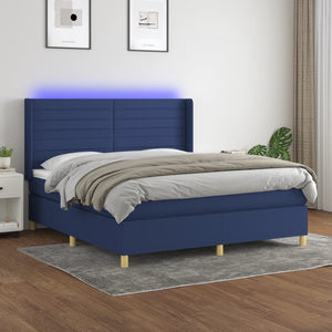 Letto a Molle con Materasso e LED Blu 160x200 cm in Tessutocod mxl 75389