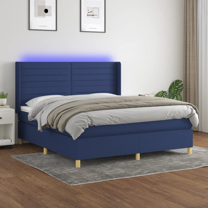 Letto a Molle con Materasso e LED Blu 160x200 cm in Tessutocod mxl 75389