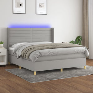 Letto a Molle Materasso e LED Grigio Chiaro 180x200 cm Tessuto 3138973